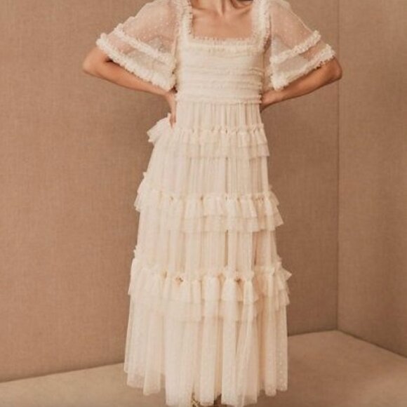 Needle & Thread Cream Ruffled Prom Dress - Picture 3 of 15